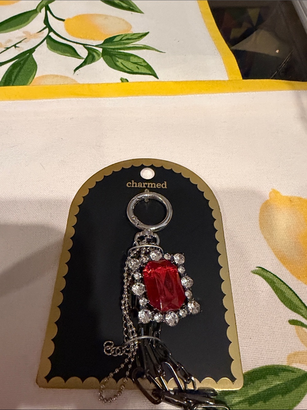 Charmed Red Crystal Key & Card Holder Charm